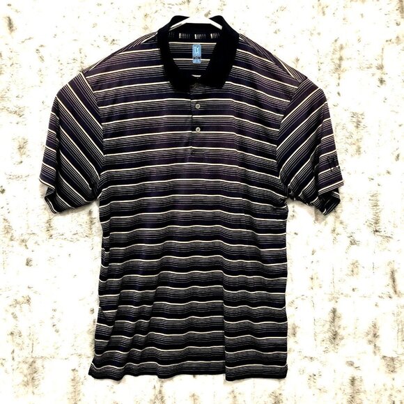 PGA Tour Polo Shirt Mens XXL Short Sleeve Blue Striped Stretch - Picture 1 of 9